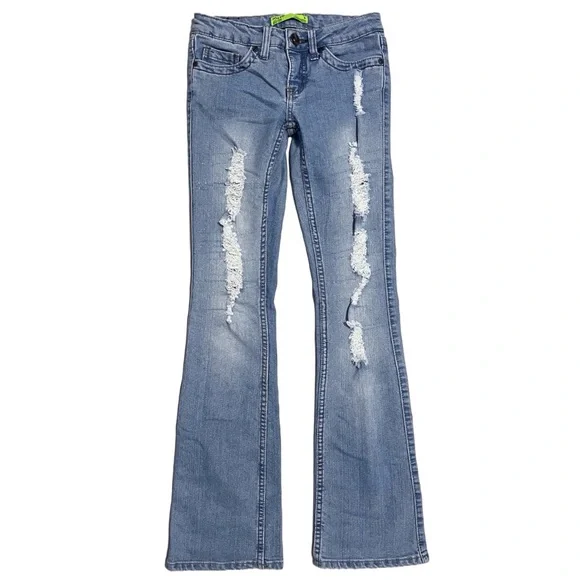 Low Rise Boot Cut Distressed Jeans - Picture 1 of 5